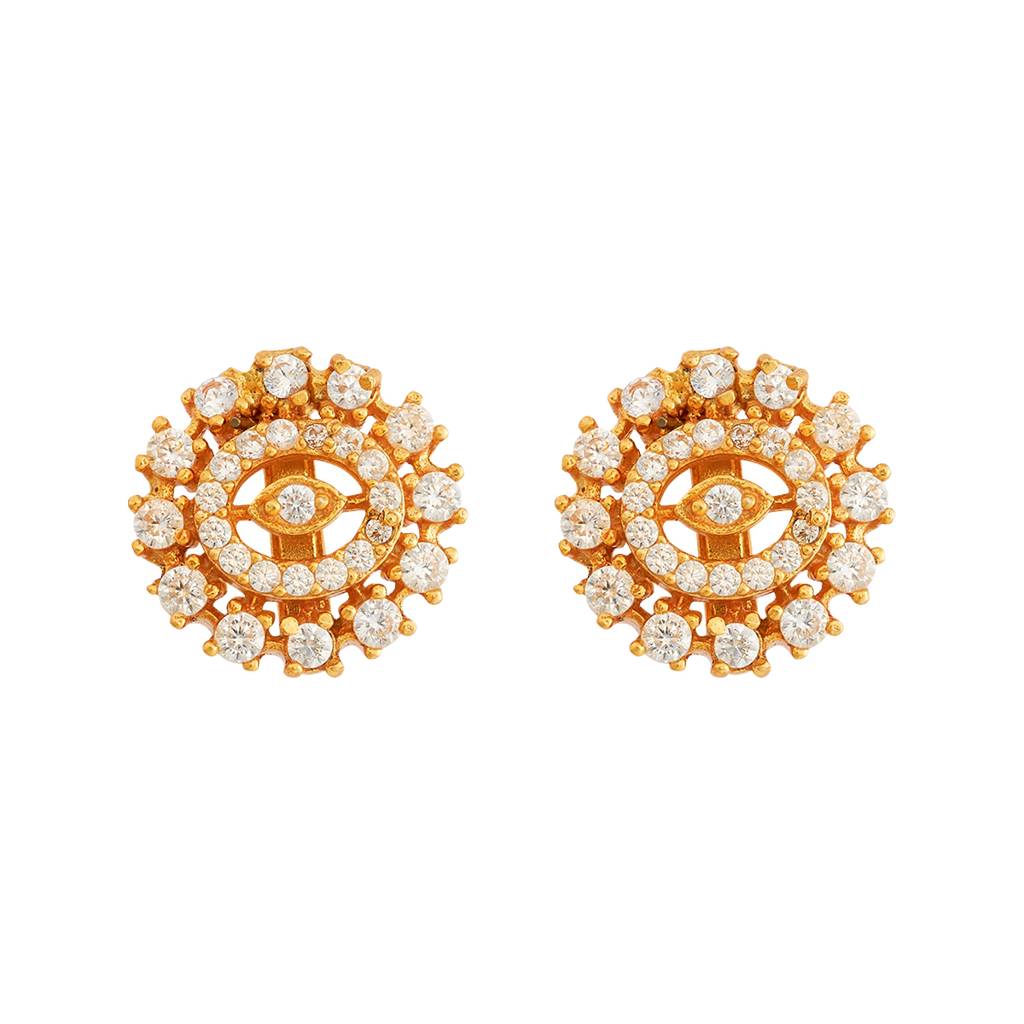 Kushal'S Fashion Jewellery White Gold-Plated Ethnic 92.5 Pure Silver Temple Studs - 434039 : 434039
