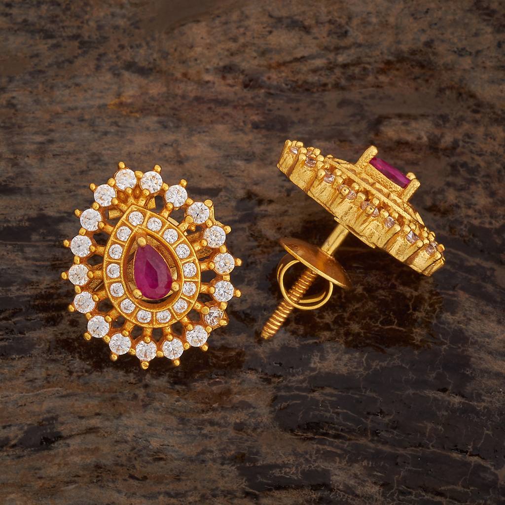 Kushal'S Fashion Jewellery Gold-Plated Ethnic 92.5 Pure Silver Temple Studs - 181575 : 434040