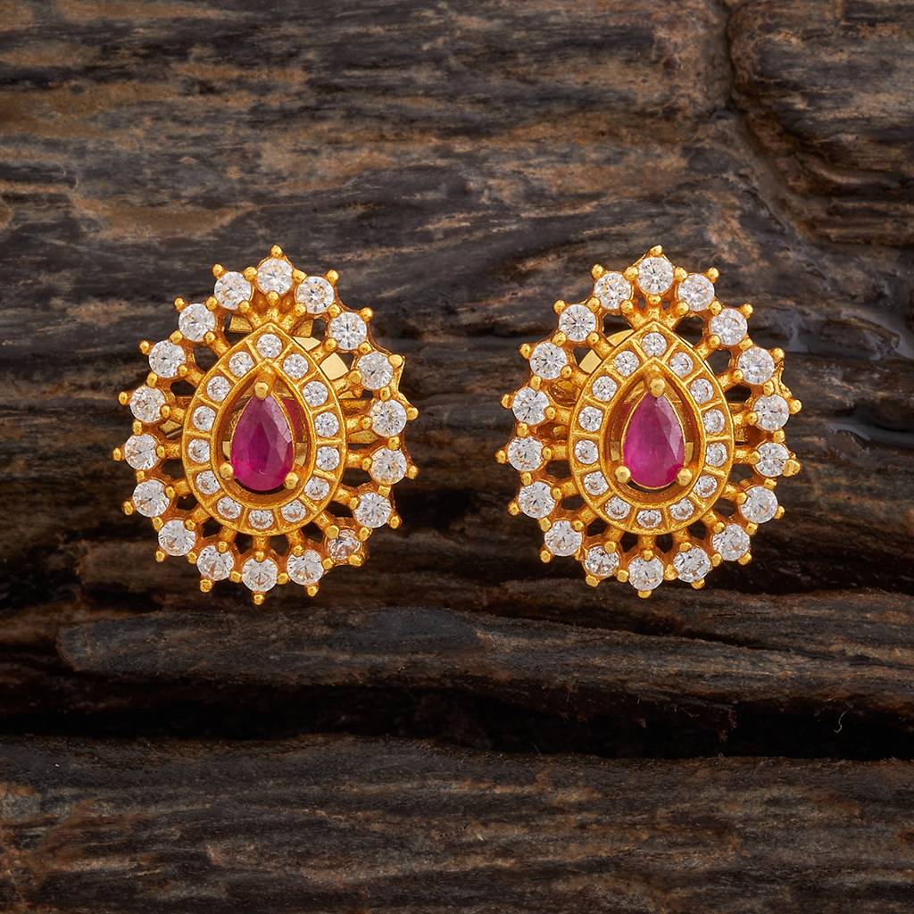 Kushal'S Fashion Jewellery Gold-Plated Ethnic 92.5 Pure Silver Temple Studs - 181575 : 434040