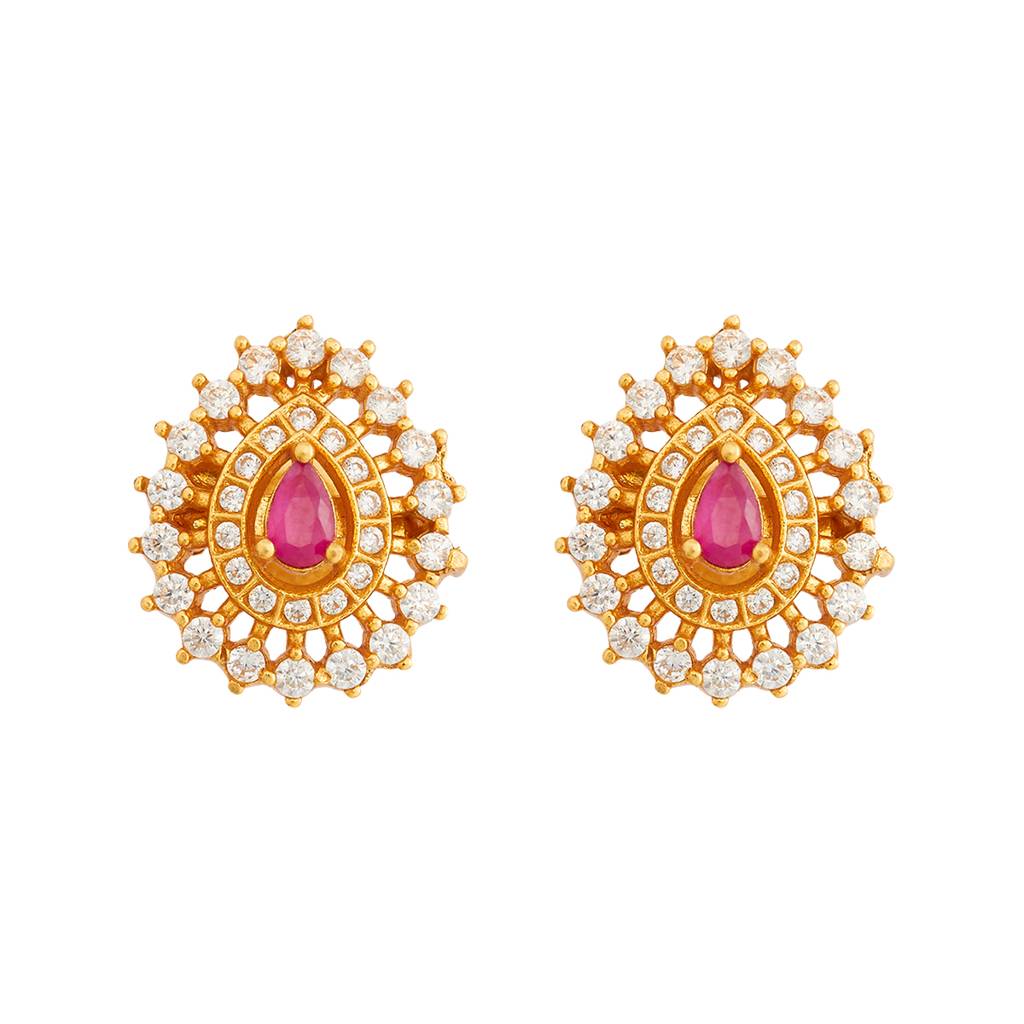 Kushal'S Fashion Jewellery Gold-Plated Ethnic 92.5 Pure Silver Temple Studs - 181575 : 434040