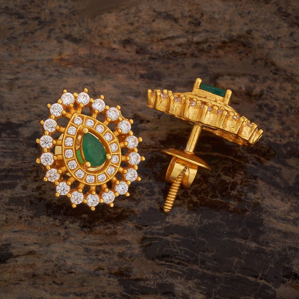 Kushal'S Fashion Jewellery Gold-Plated Ethnic 92.5 Pure Silver Temple Studs - 181575 : 434041
