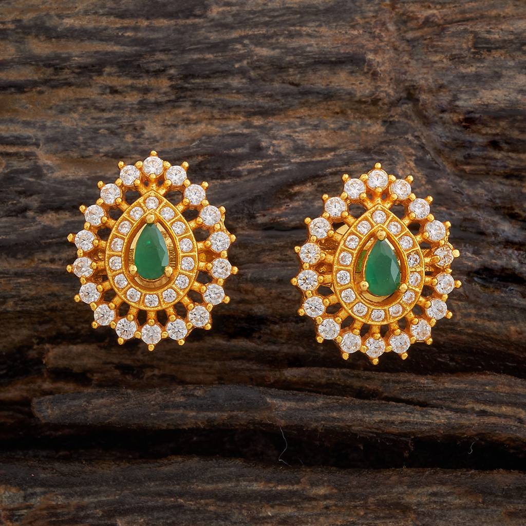 Kushal'S Fashion Jewellery Gold-Plated Ethnic 92.5 Pure Silver Temple Studs - 181575 : 434041