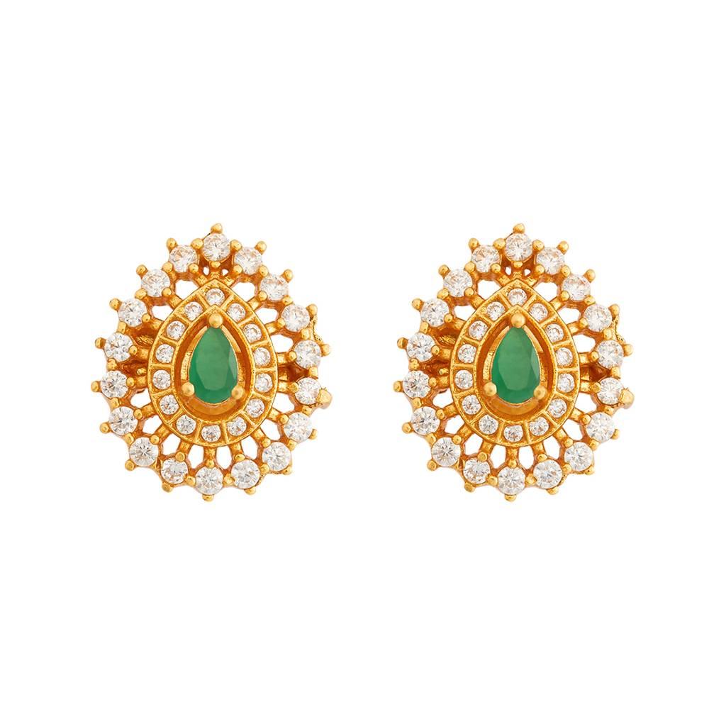 Kushal'S Fashion Jewellery Gold-Plated Ethnic 92.5 Pure Silver Temple Studs - 181575 : 434041