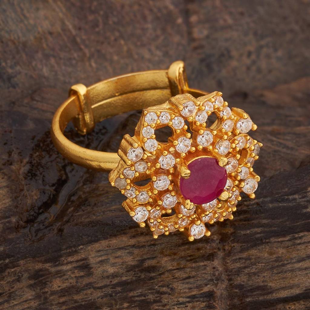 Kushal'S Fashion Jewellery Gold-Plated Ethnic 92.5 Pure Silver Temple Finger Ring - 181577 : 434034