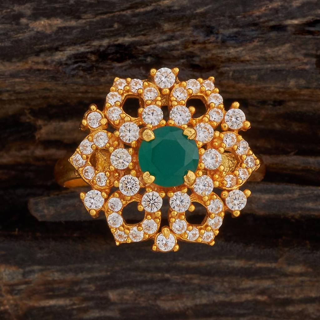 Kushal'S Fashion Jewellery Gold-Plated Ethnic 92.5 Pure Silver Temple Finger Ring - 181577 : 434035