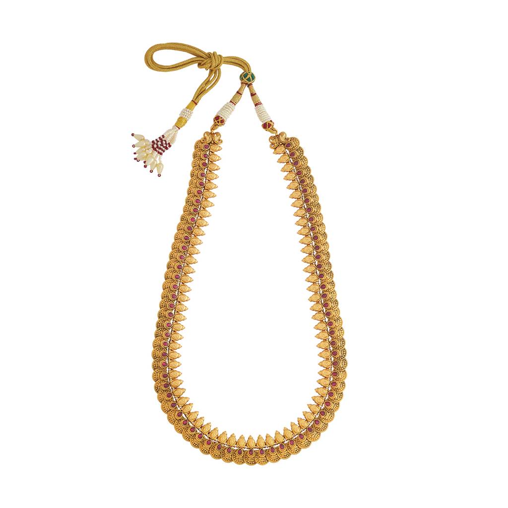Kushal'S Fashion Jewellery Ruby Gold-Plated Ethnic Antique Necklace - 435231 : 435231