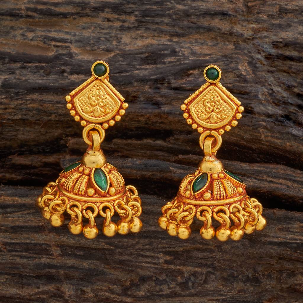 Kushal'S Fashion Jewellery Gold-Plated Ethnic 92.5 Pure Silver Temple Jhumkas - 182672 : 436195