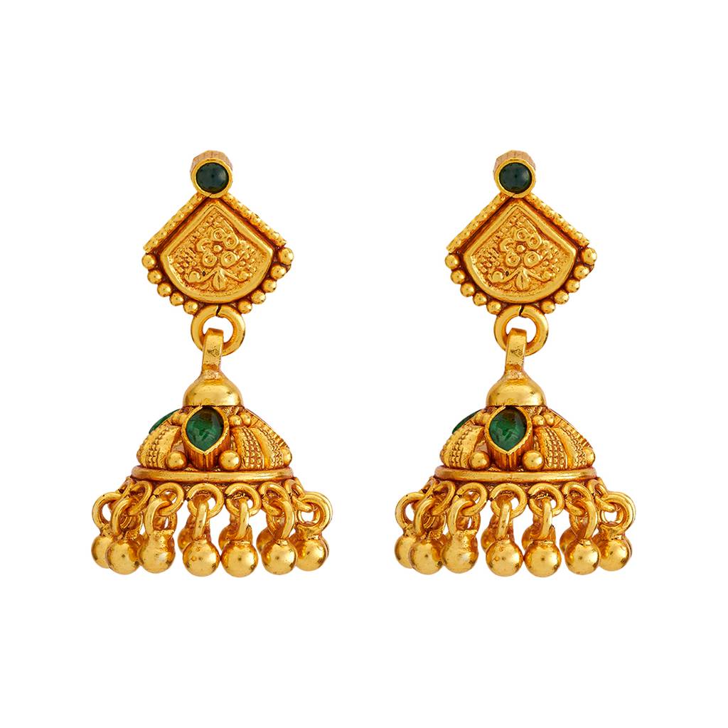 Kushal'S Fashion Jewellery Gold-Plated Ethnic 92.5 Pure Silver Temple Jhumkas - 182672 : 436195