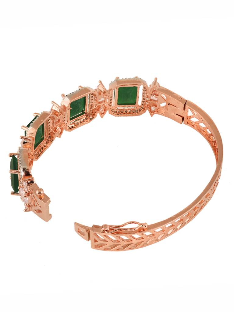 Rose Gold Plated Green Emerald Studded Statement Bracelet : SJBR1830