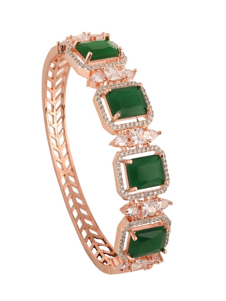 Rose Gold Plated Green Emerald Studded Statement Bracelet : SJBR1830