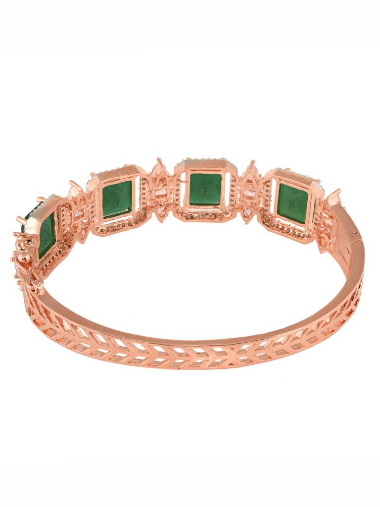 Rose Gold Plated Green Emerald Studded Statement Bracelet : SJBR1830