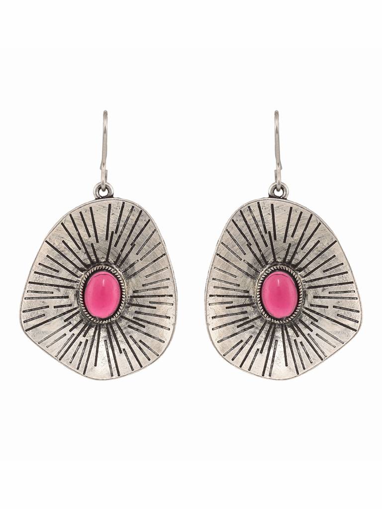 Silver Oxidised Leaf Shaped Drop Earrings : SJER1834