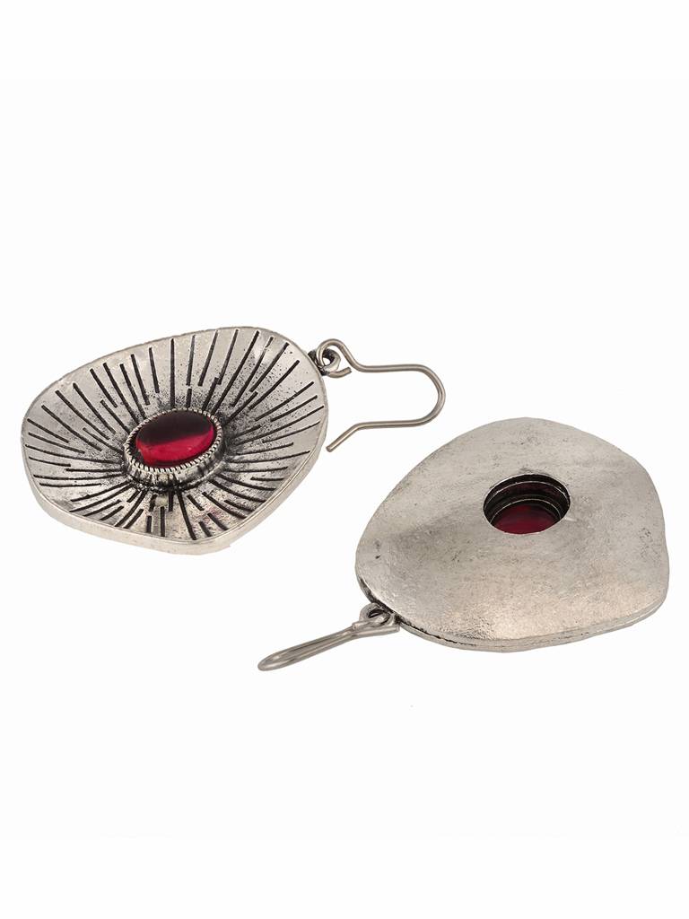 Silver Oxidised Leaf Shaped Drop Earrings : SJER1834