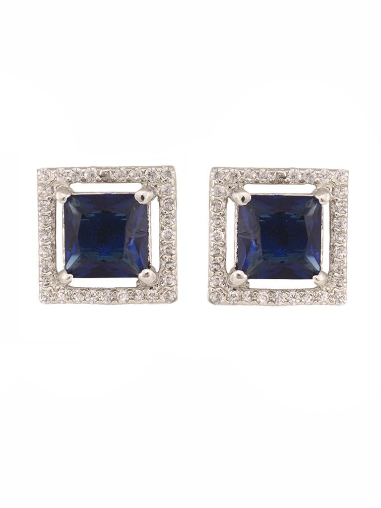 Silver Plated Blue Ad Studded Studs Earring : SJER1837