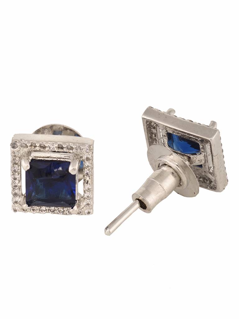 Silver Plated Blue Ad Studded Studs Earring : SJER1837