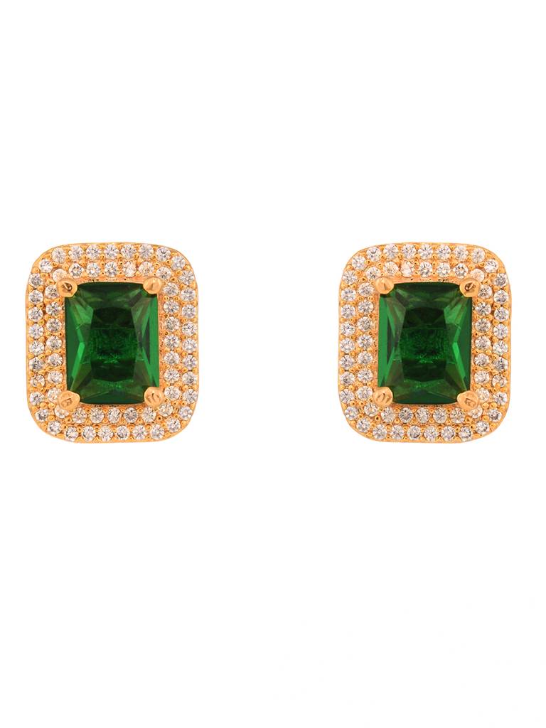 Gold Plated Green Ad Studded Studs Earring : SJER1839