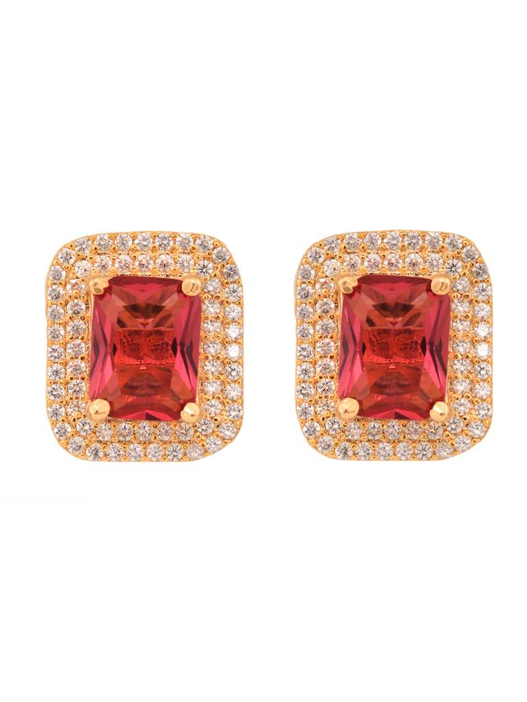 Gold Plated Red Ad Studded Studs Earring : SJER1840