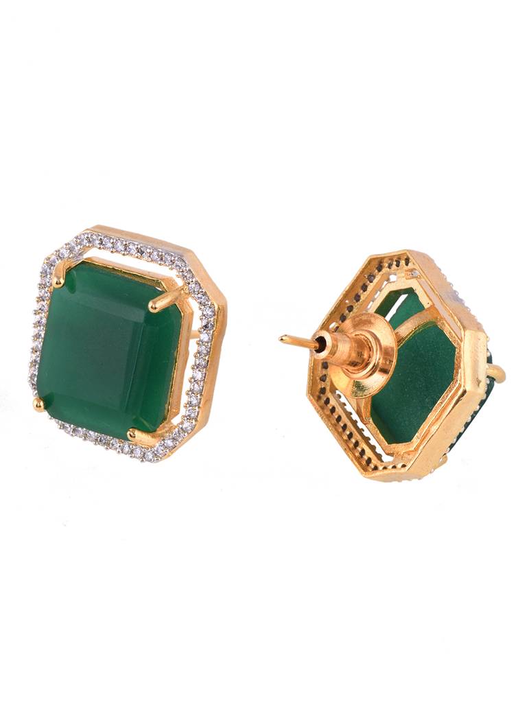 Gold Toned Emerald Green Ad Studded Locket Jewellery Set : SJLK1851