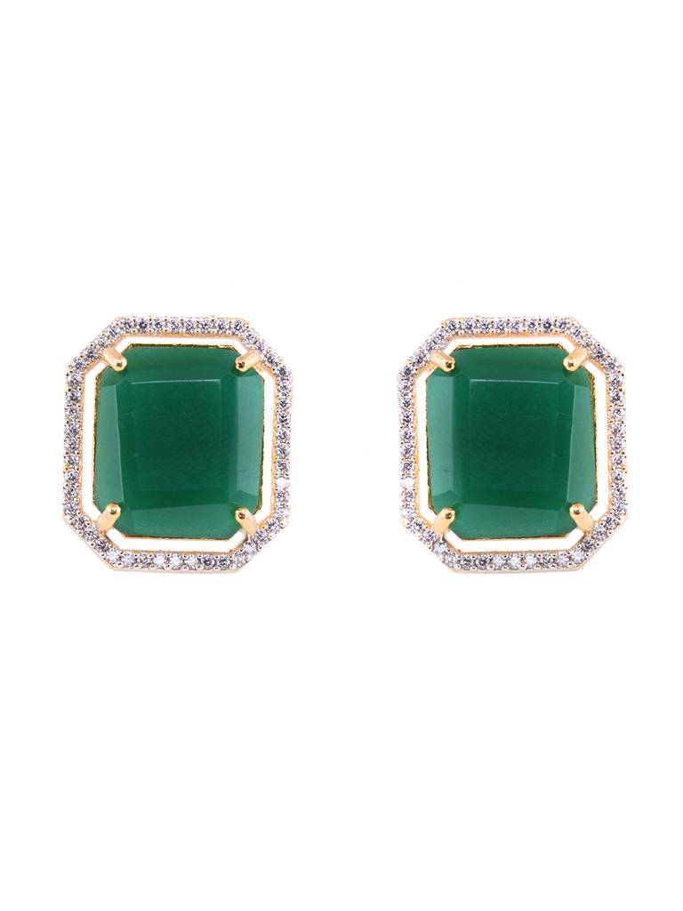 Gold Toned Emerald Green Ad Studded Locket Jewellery Set : SJLK1851