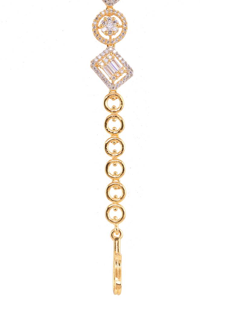 Gold Plated White Ad Studded Wraparound Designer Bracelet : SJBR1855