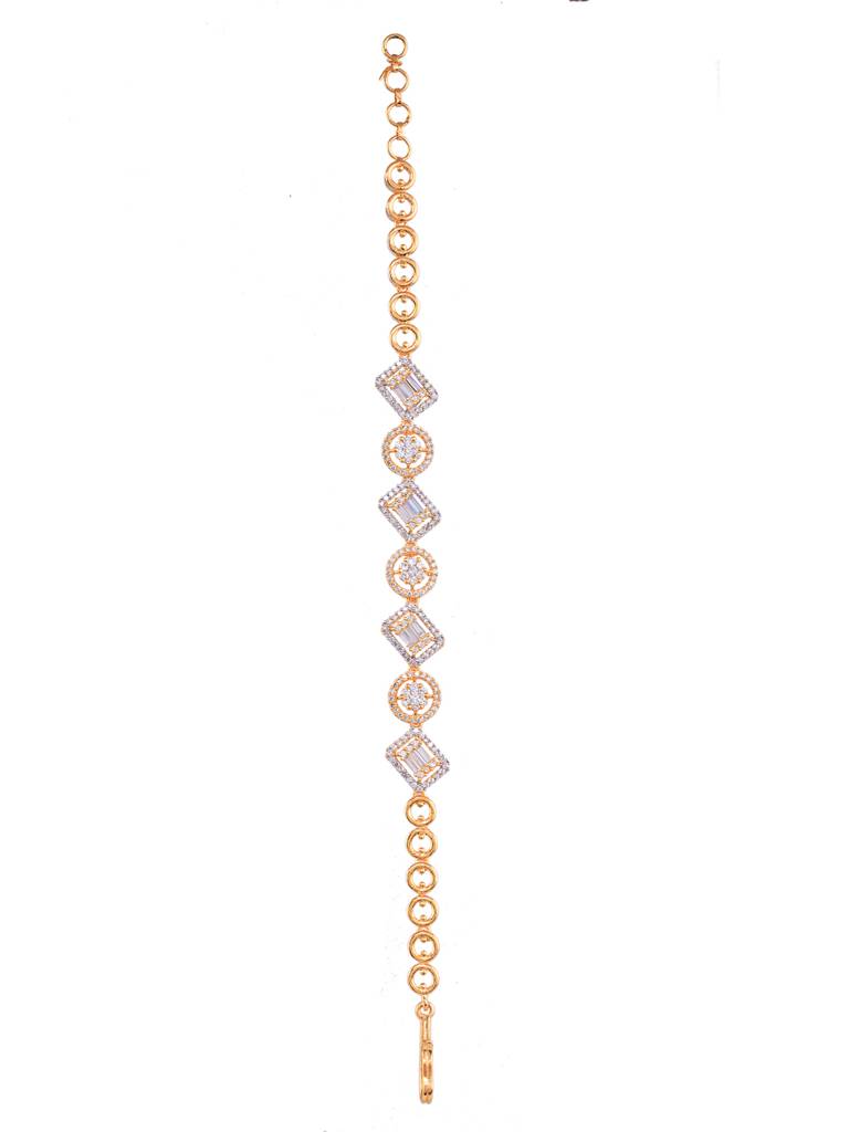 Gold Plated White Ad Studded Wraparound Designer Bracelet : SJBR1855
