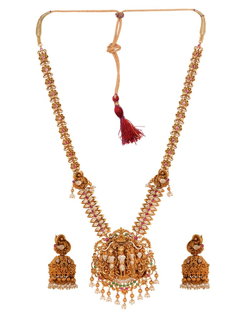 Gold Plated Stone Studded Ram Darbar Jewellery Set : SJNK1864