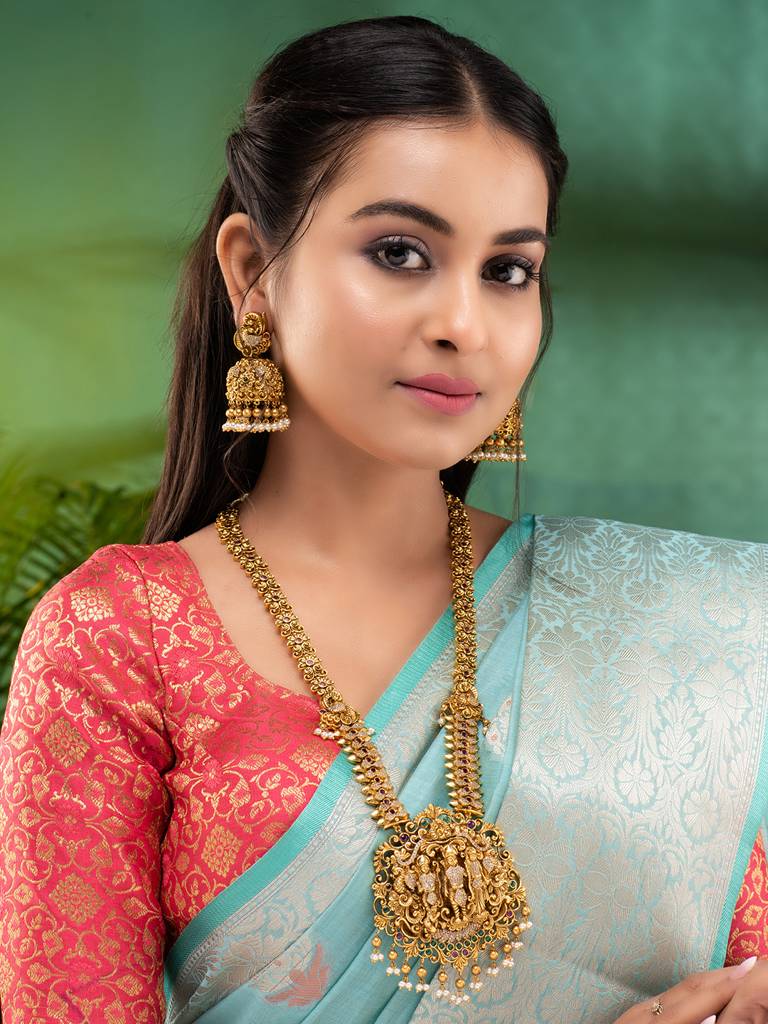 Gold Plated Stone Studded Ram Darbar Jewellery Set : SJNK1864