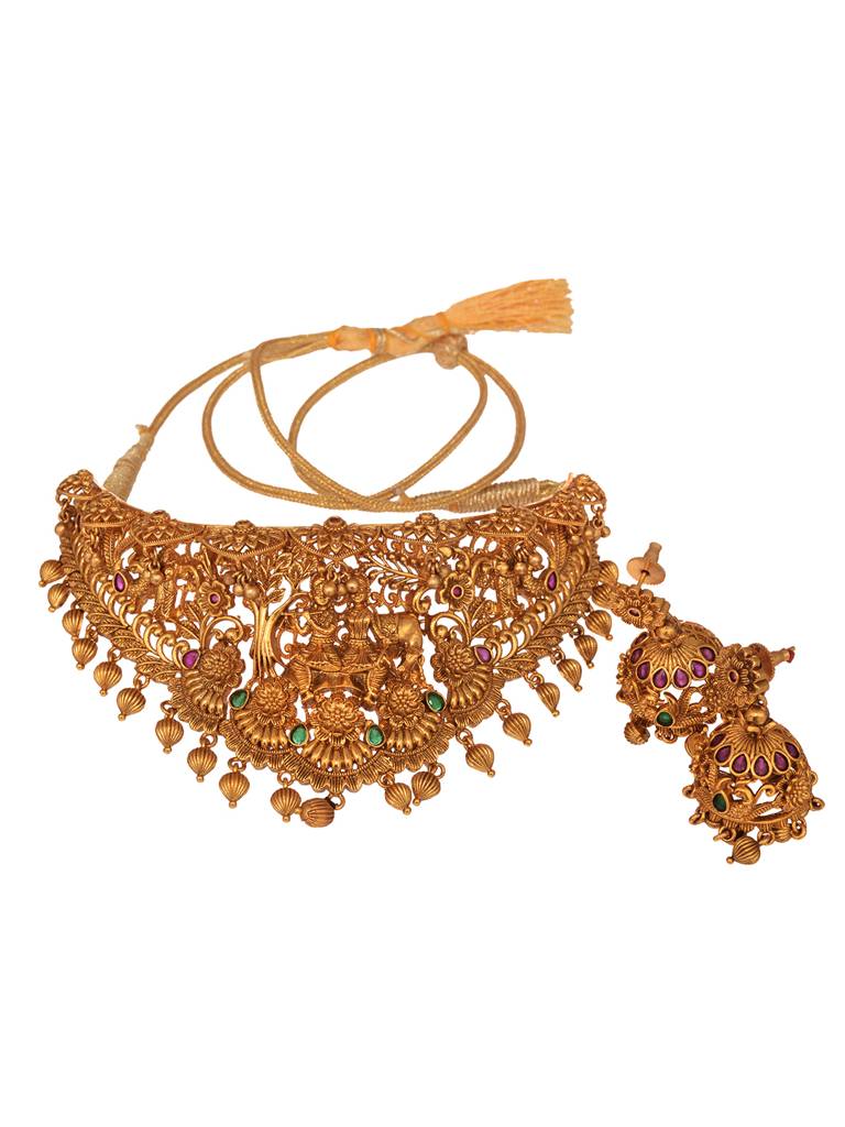 24-Ct Gold Polish Kempo Radha Krishna Jewellery Set : SJNK1866