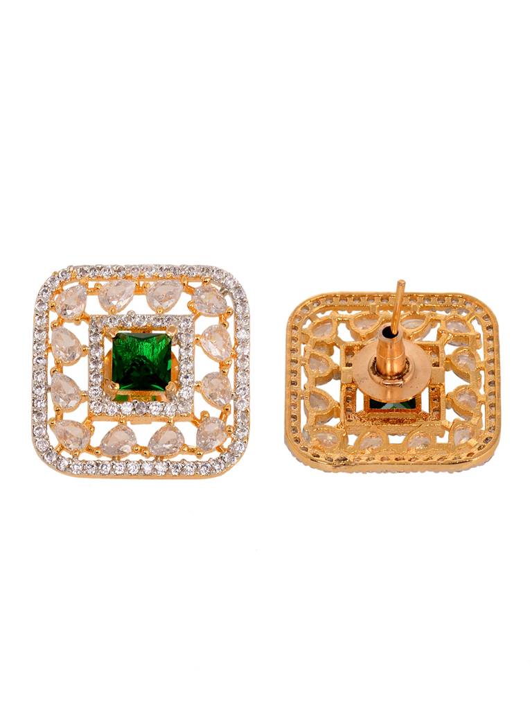 Gold Toned Green Ad Embellished Designer Pendant Jewellery Set : SJLK1876