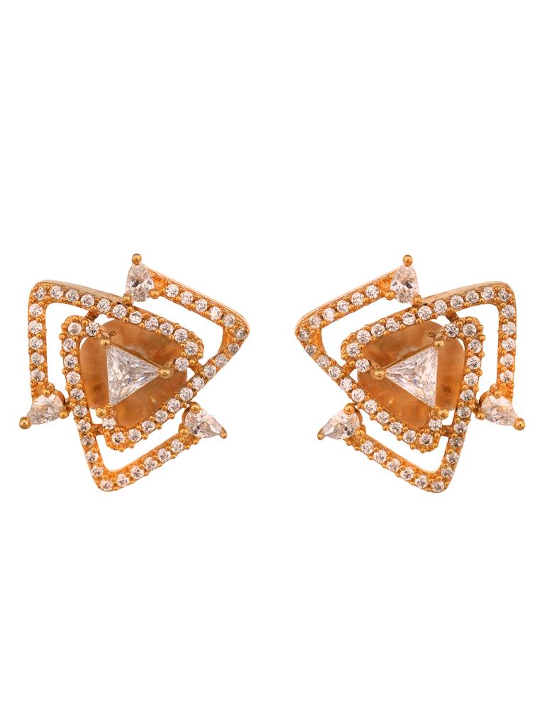 Gold Toned Ad Embellised Solar Studs Earring : SJER1884