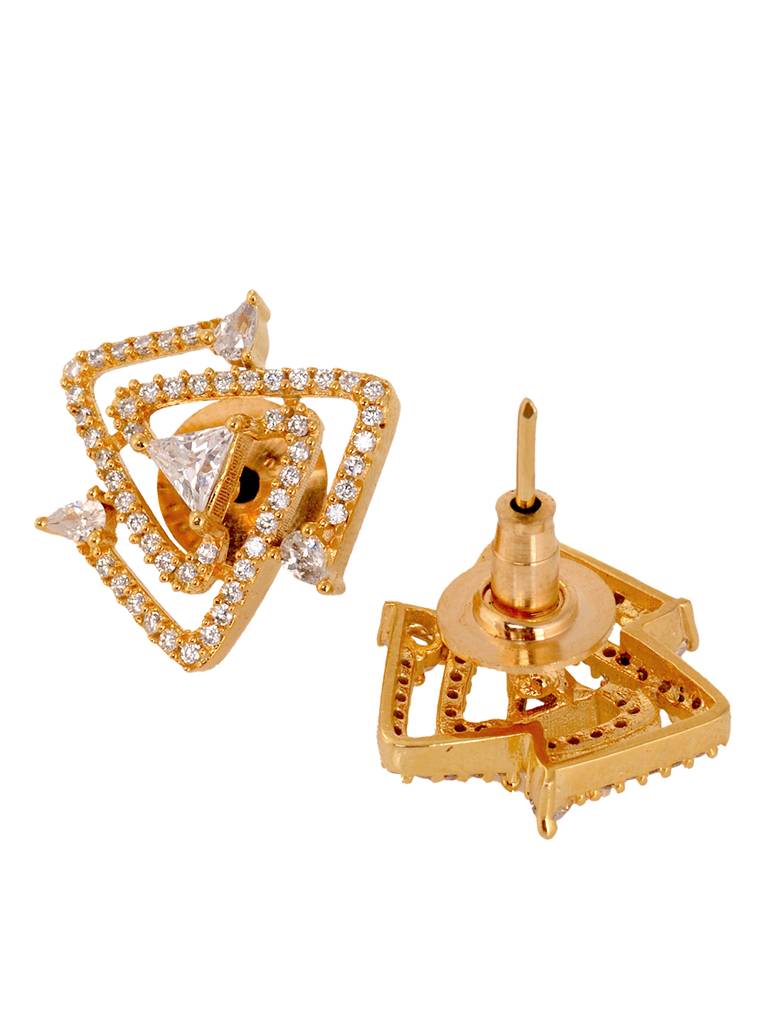 Gold Toned Ad Embellised Solar Studs Earring : SJER1884