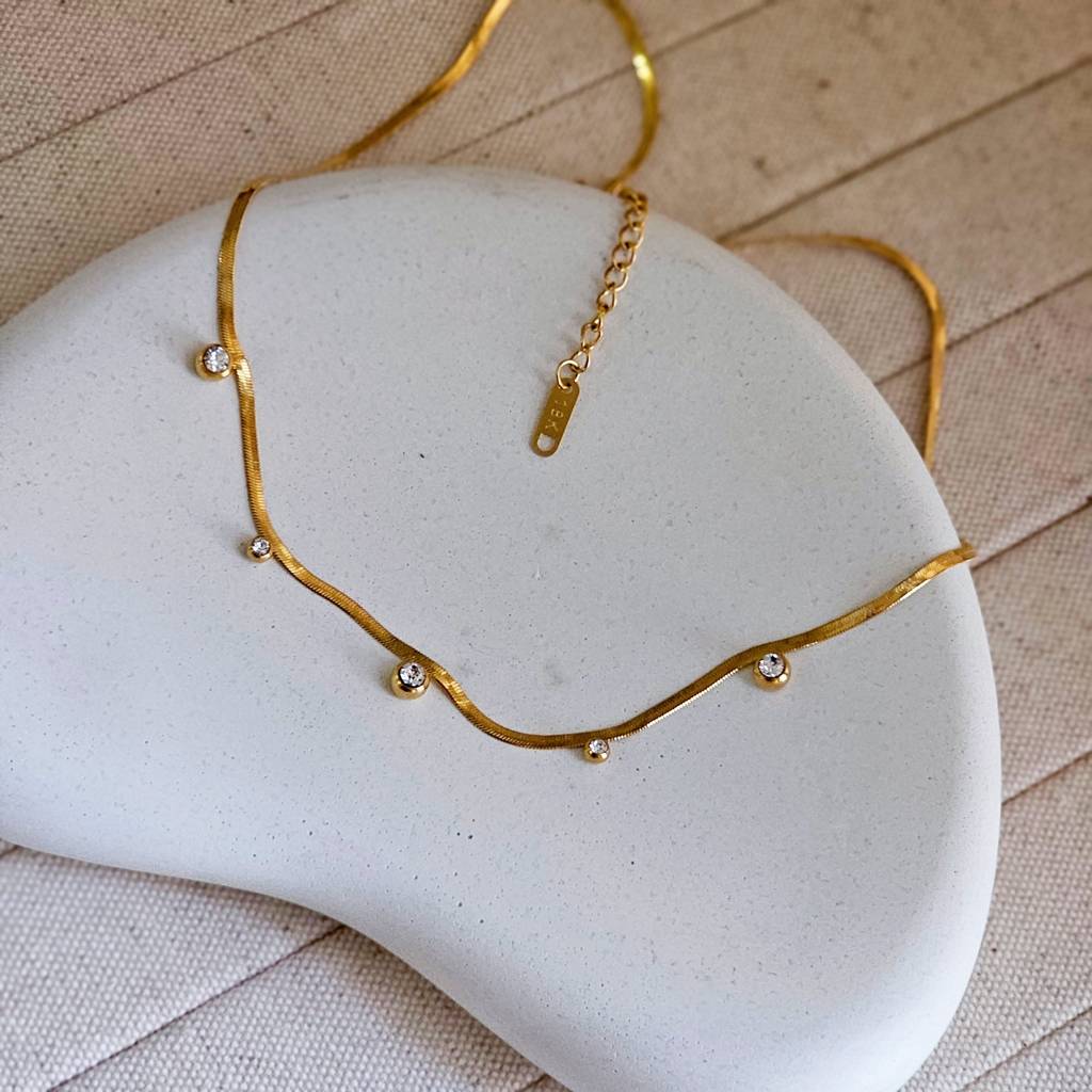 18K G.P Zircon Studded Necklace : TAA-9708559008022-NECKLACE