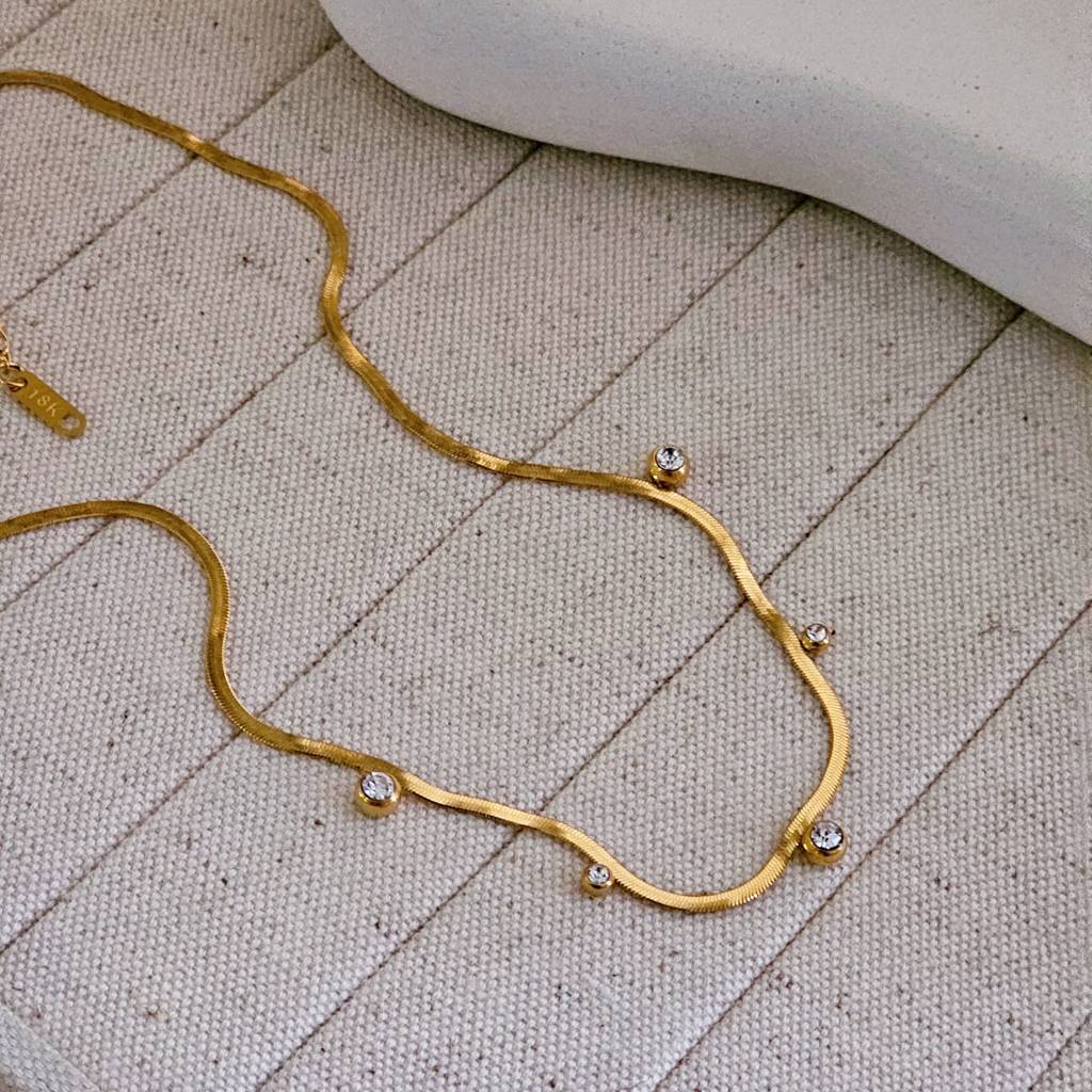 18K G.P Zircon Studded Necklace : TAA-9708559008022-NECKLACE