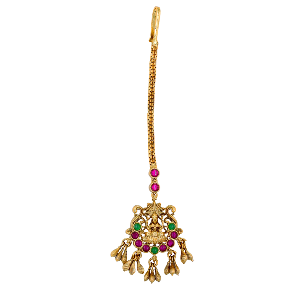 Anandi Maang Tikka – 1 Gram Gold Plated Filigree Bridal Hair Jewellery : R-1614