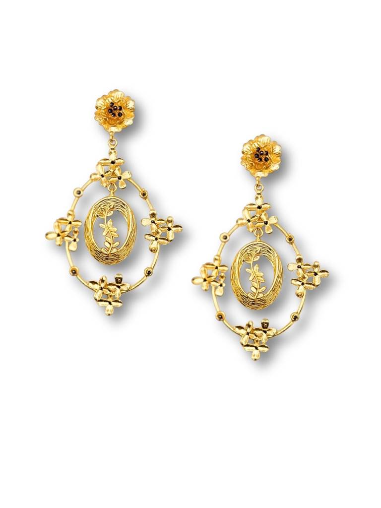 Tamara Brass Earrings For Women 18K Gold Plated Handmade : BJV042