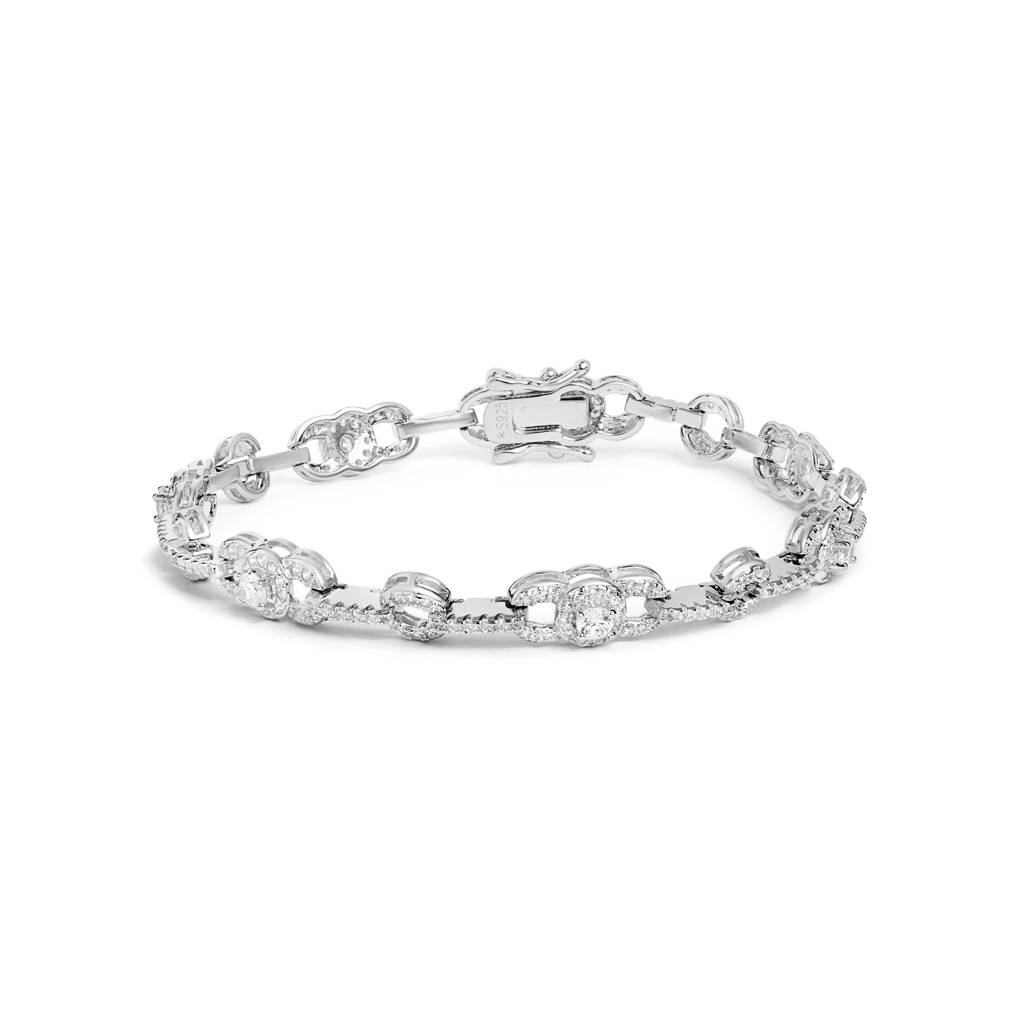 Chained Diamond Silver Bracelet : B006-75
