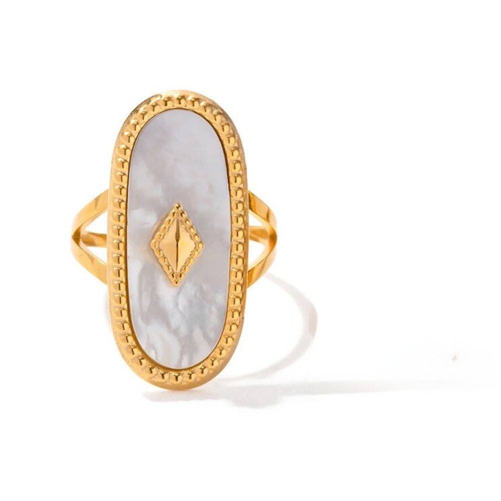 18Kt Gold Plated Vintage African Stone Ring, Aradhana : INARADHANA-W