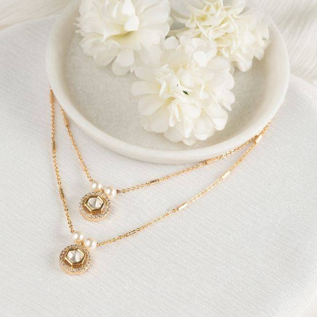 Tatva Multilayered Polki Pendant Chain : PA-72K