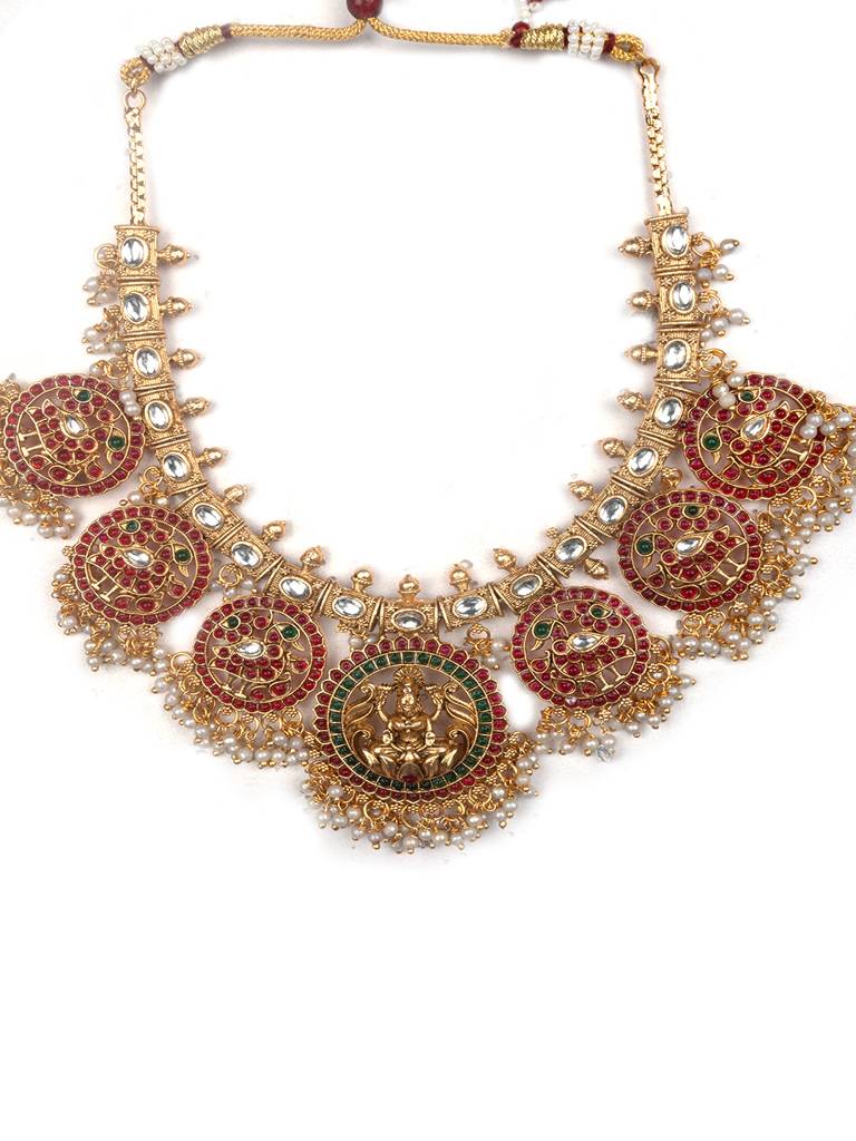 Traditional Kemp Pushp Chakra Necklace Set : SATJS216