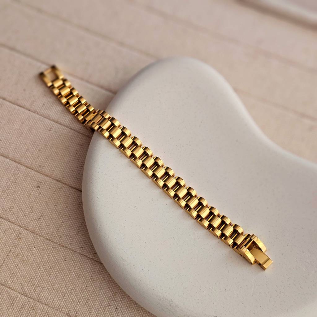 18Kt Gold Plated Cuban Chain Bracelet : TAA-9708555338006-BRACELET