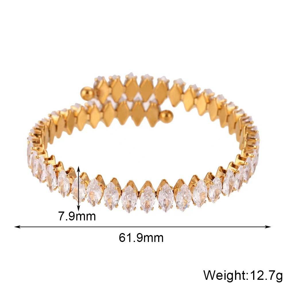 18Kt Gold Plated Zircon Marquise Cut Bracelet : TAA-9708556648726-BRACELET