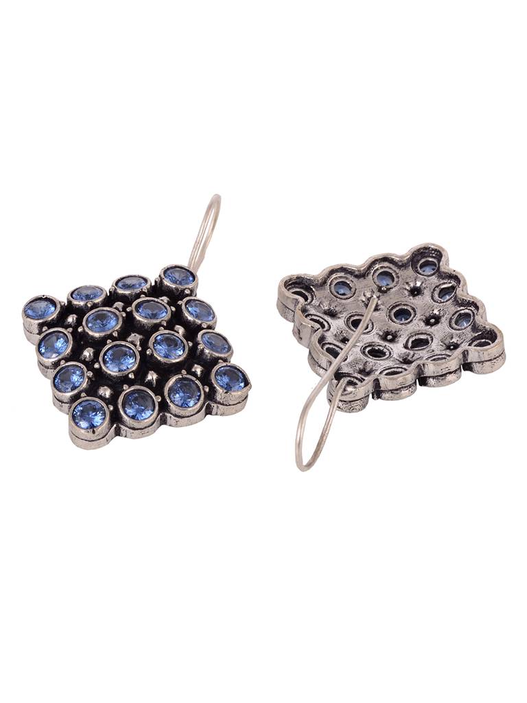 Silver Plated Blue Statement Drop Earrings : SJER1905