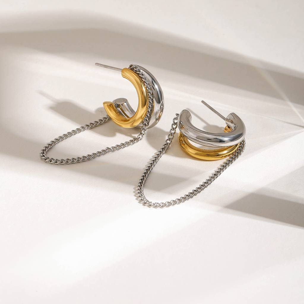 Dual Tone Ear Studs : NH11134704