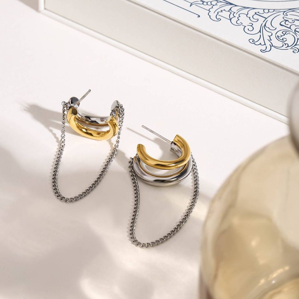 Dual Tone Ear Studs : NH11134704