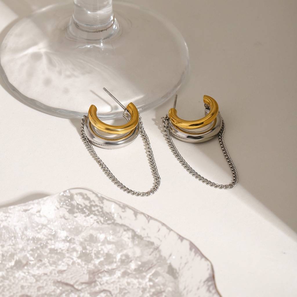 Dual Tone Ear Studs : NH11134704