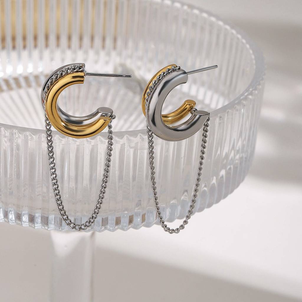 Dual Tone Ear Studs : NH11134704