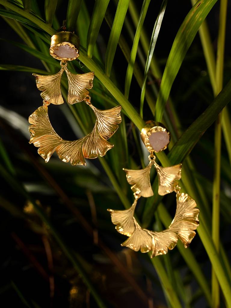 Gold Plated Quirky Handcrafted Drop Earrings : SJER1911