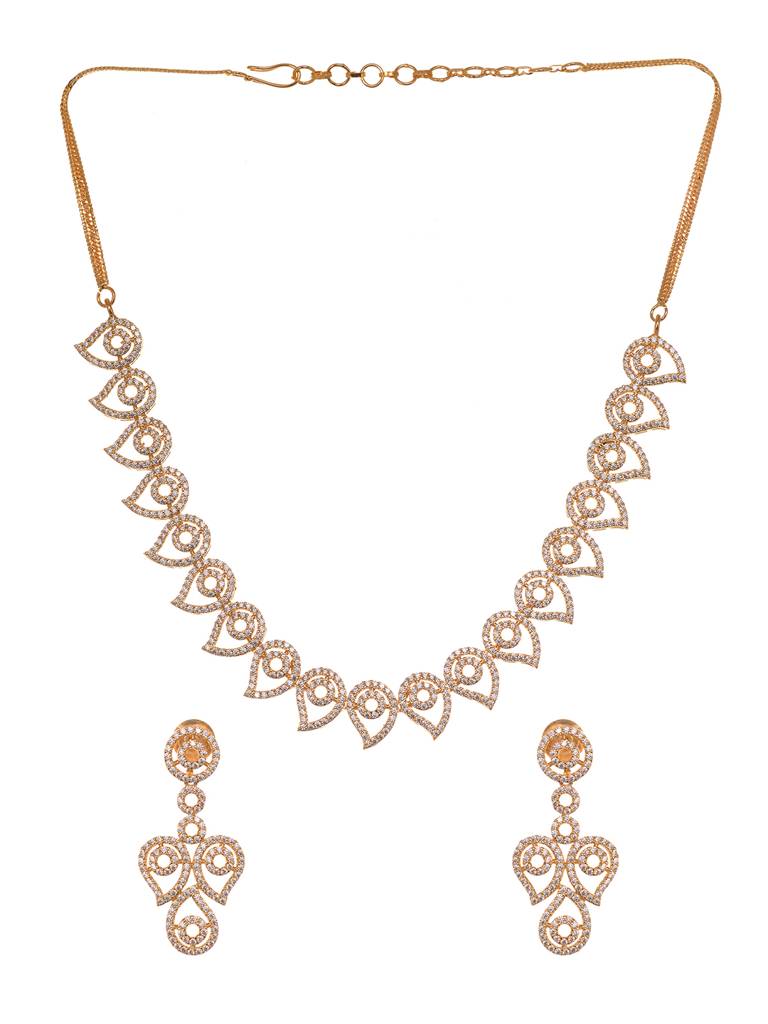 Gold Toned Ad Designer Minimal Necklace Jewellery  Set : SJNK1914