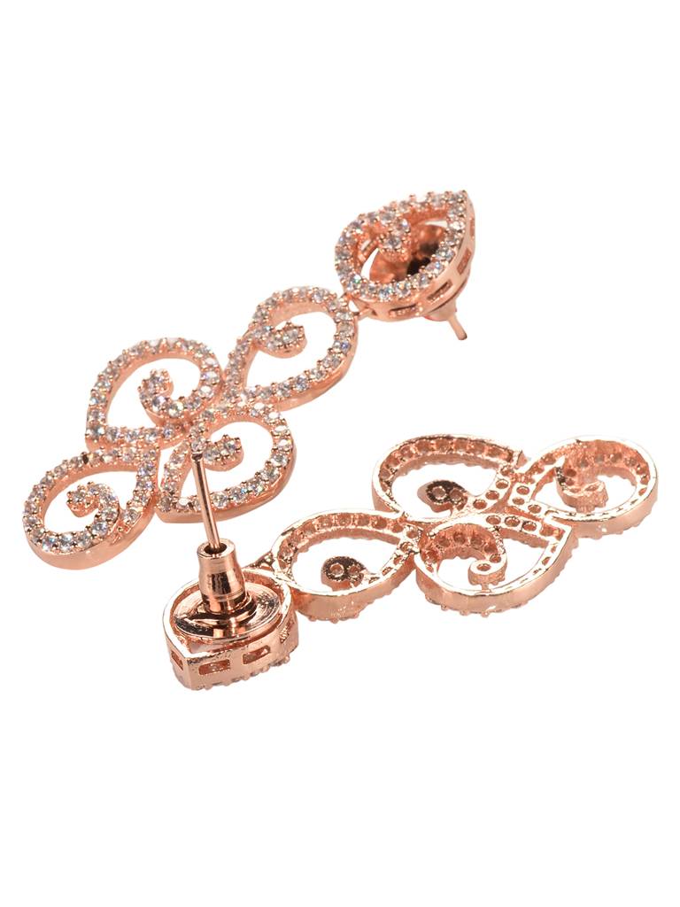 Rose Gold Plated Ad Embellished Minimal Necklace Jewellery Set : SJNK1918