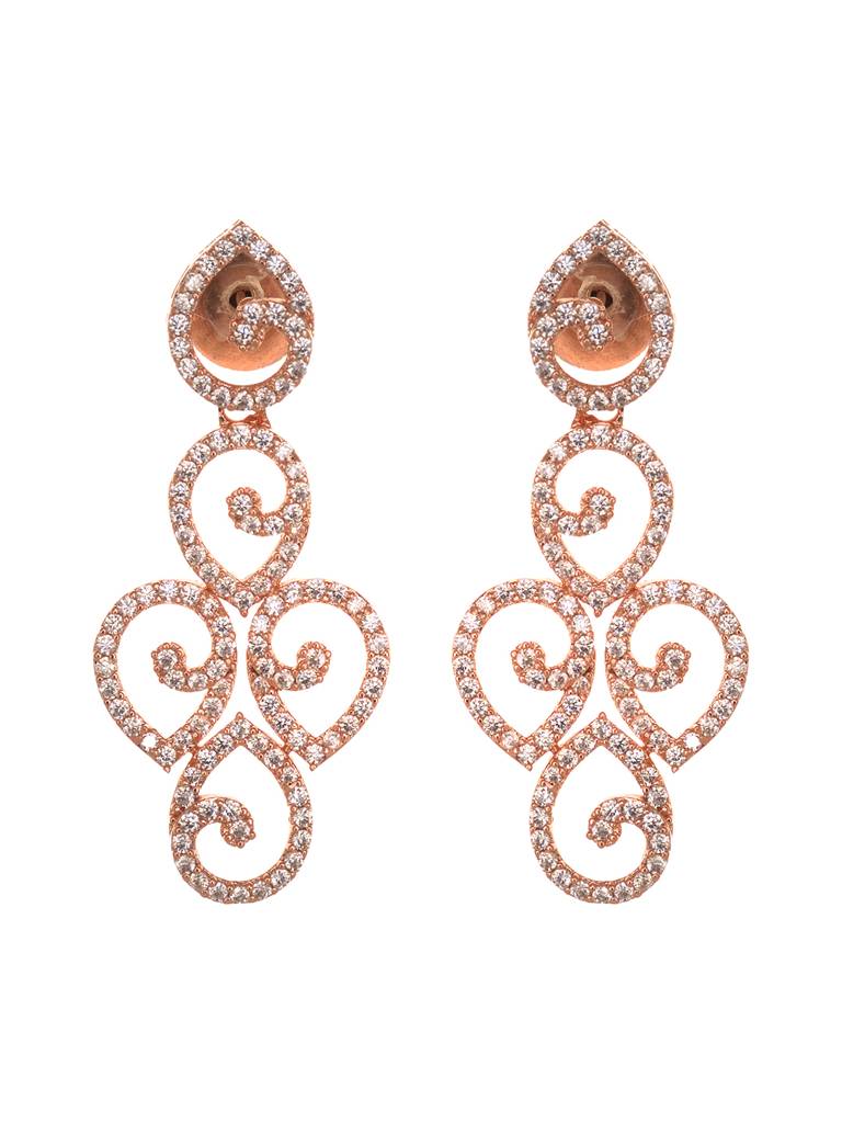Rose Gold Plated Ad Embellished Minimal Necklace Jewellery Set : SJNK1918